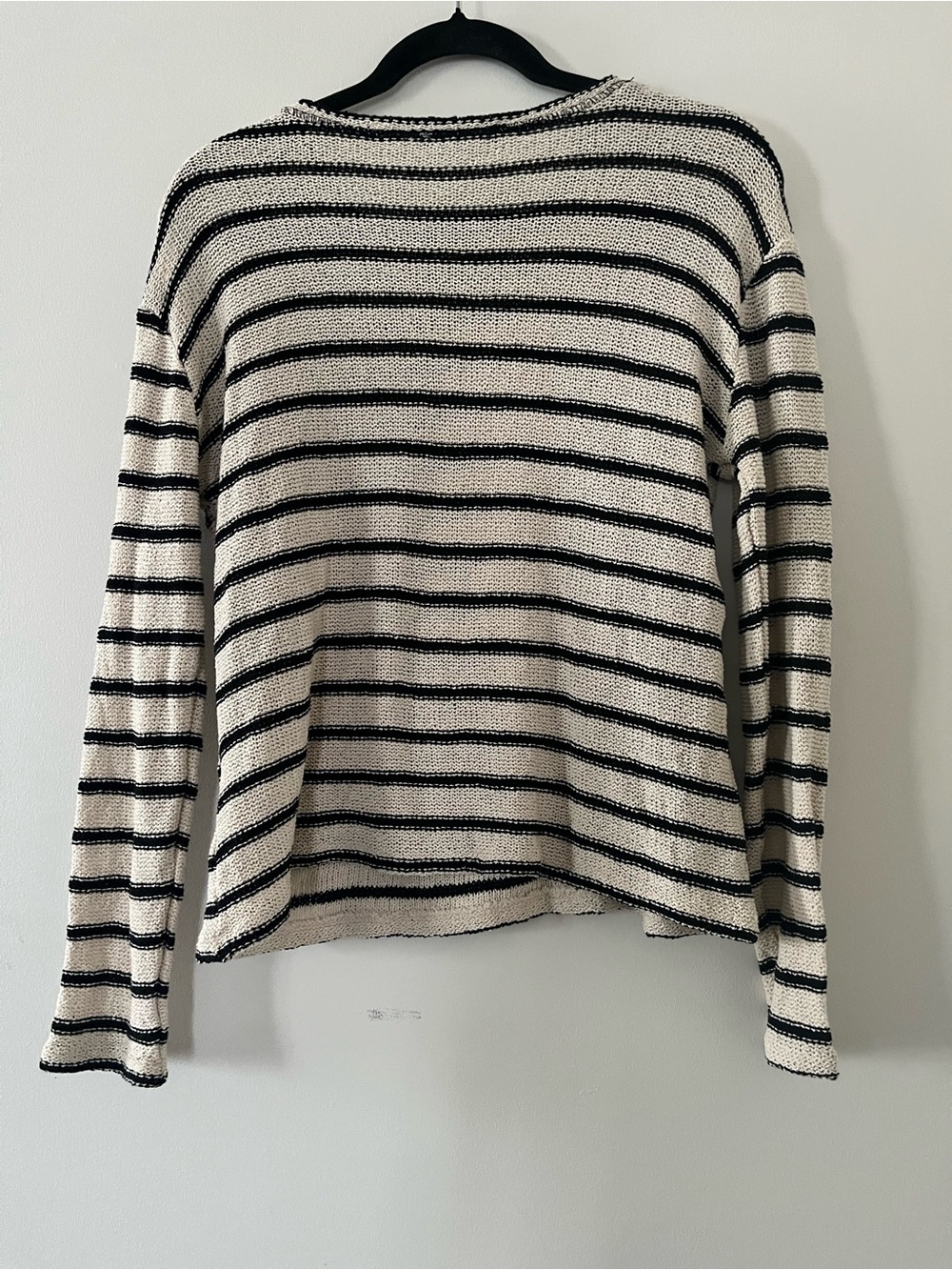 Zara Cream Black Striped Knit Sweater Medium Coastal Beachy Nantucket Old Money - Picture 6 of 6